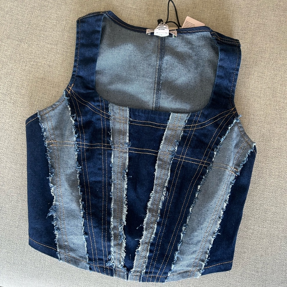 Stylish Denim Patchwork Tank Top